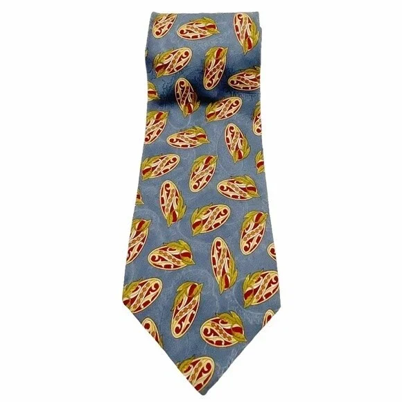 Vintage 80s Burberrys of London Silk Necktie Slate Gold Maroon Print Burberry